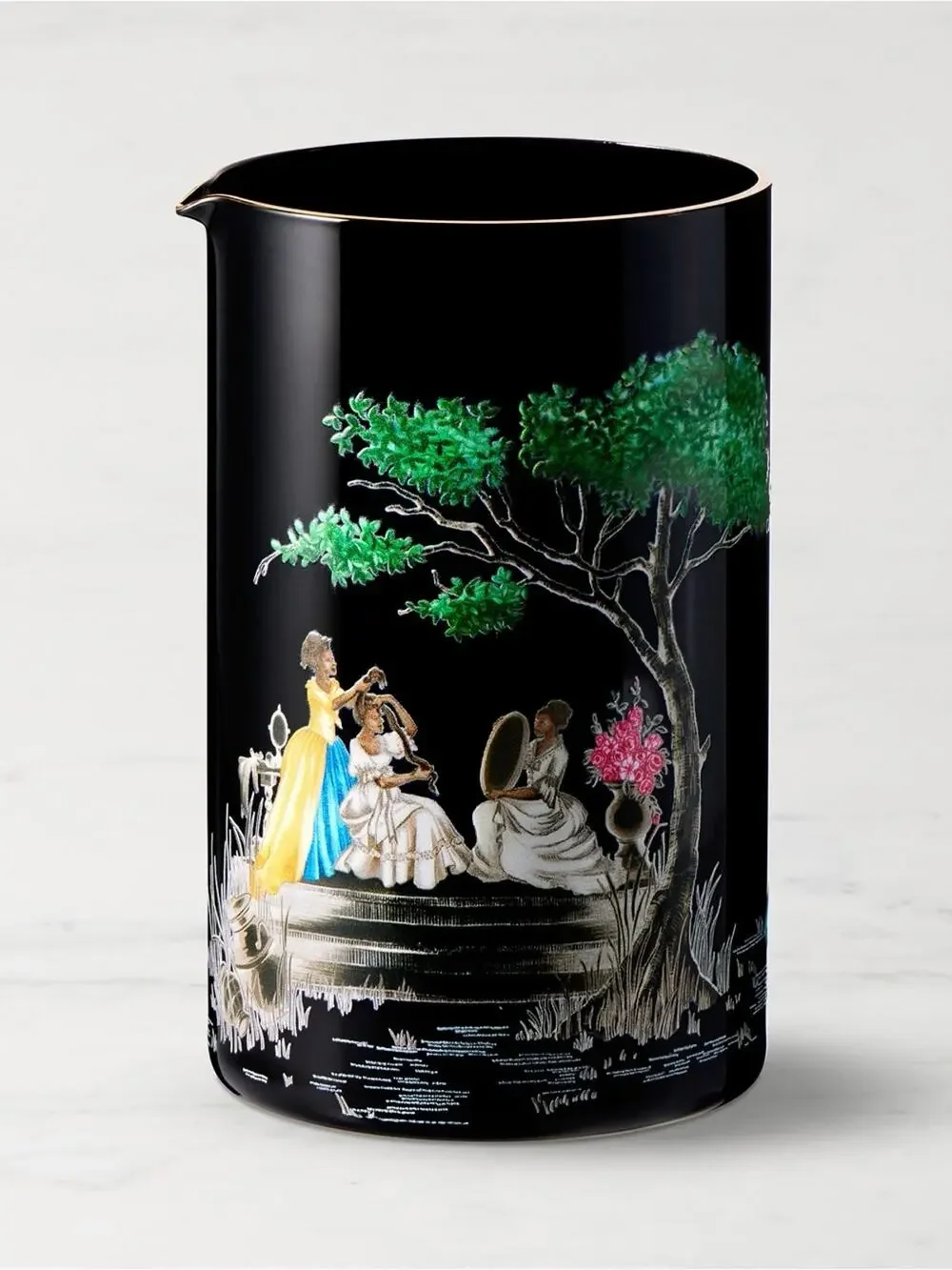 Sheila Bridges x Williams Sonoma Harlem Toile Mixing Glass 22K Gold Rim NWT